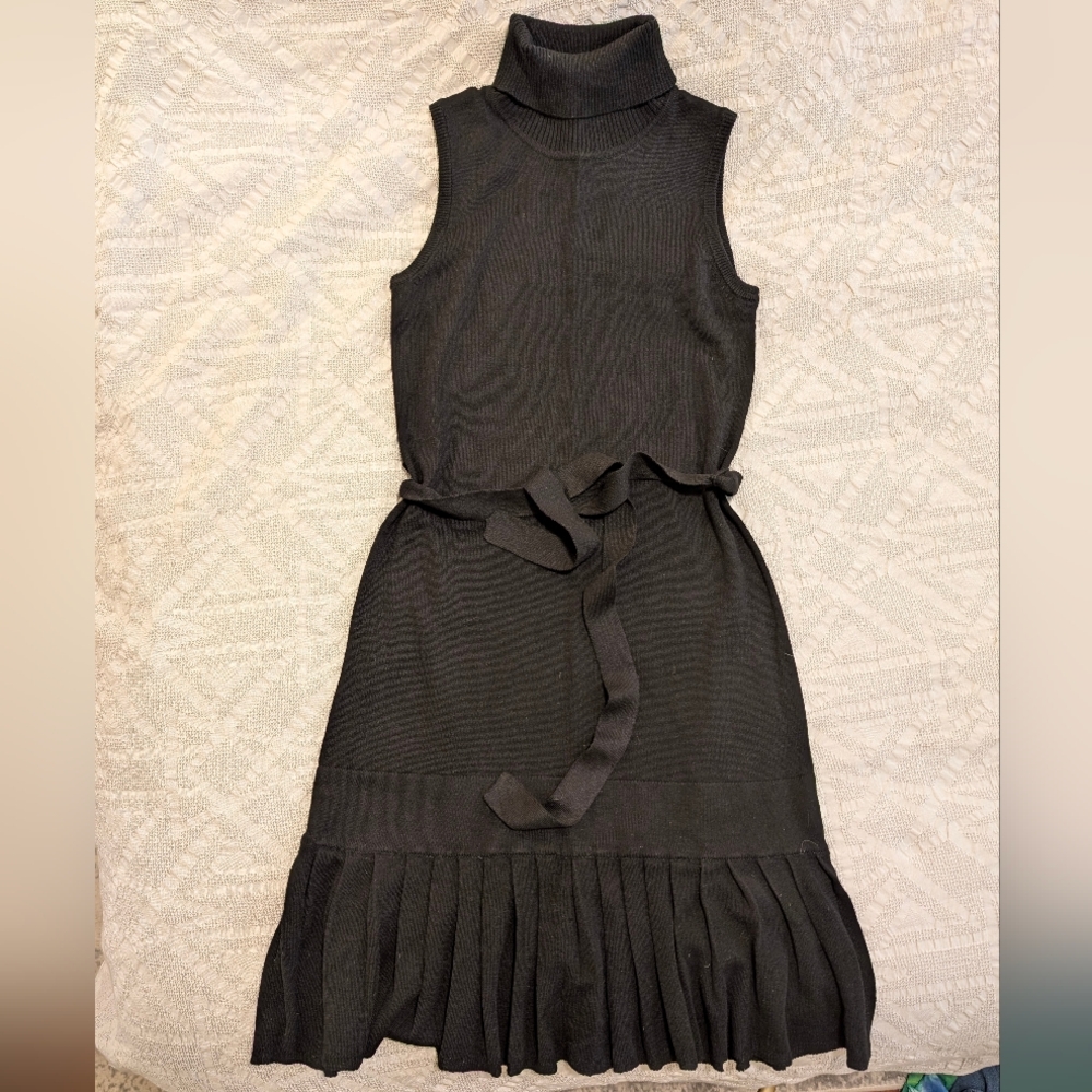 Calvin Klein Mock Neck Dress w/ Pleated Detail, NWT